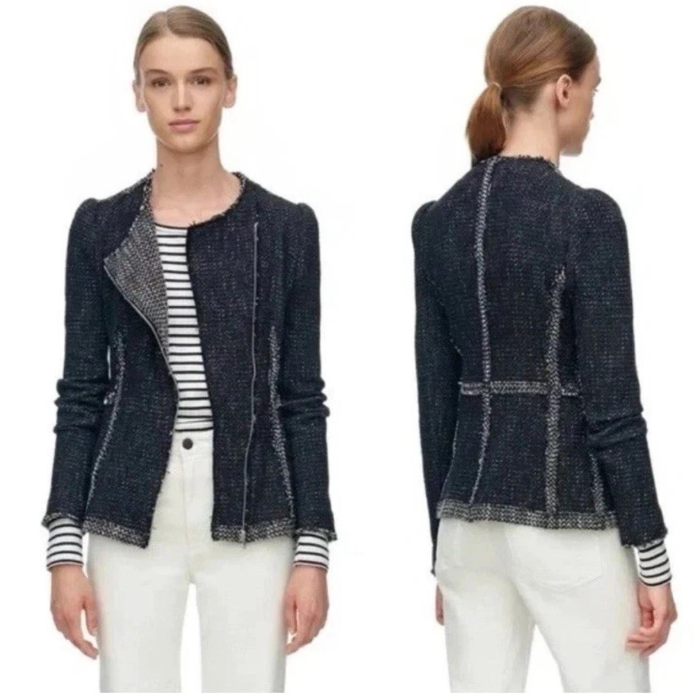 Rebecca Taylor Women’s Black/Ivory Structured Tweed Blazer 2